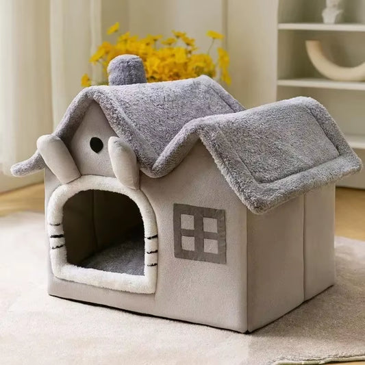 Foldable Dog House Kennel Bed Mat for Small Medium Dogs Cats Winter Warm Cat Bed Nest Pet Products Basket Pets Puppy Cave Sofa